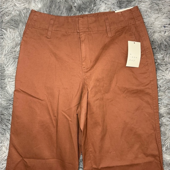 NWT A New Day Cotton Blend High-Rise Straight Leg Pants - Brown Size 4 - Picture 2 of 8
